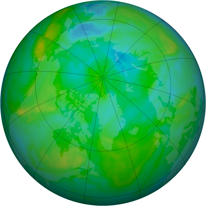 Arctic ozone map for 20 August 1985